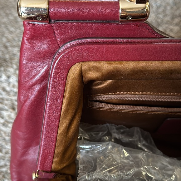 Coach Madison Satchel Bag Gathered Leather Brick Red - Picture 8 of 15